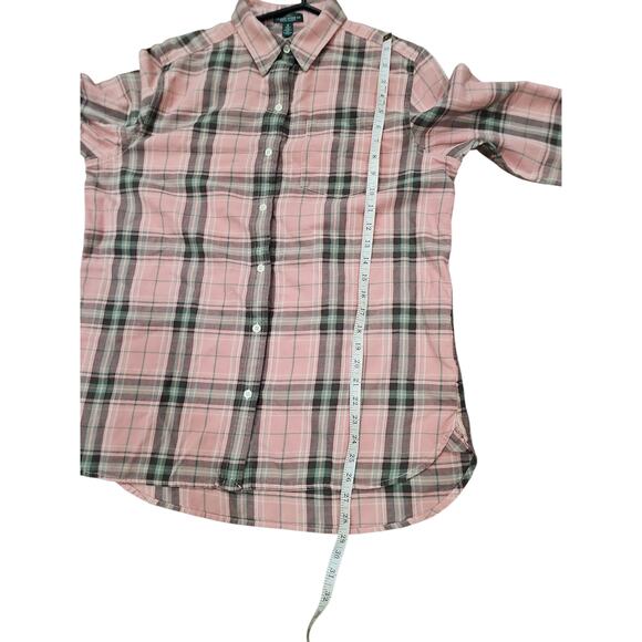 Lauren Ralph Lauren Blouse Womens XM Pink Plaid Long Sleeve Button Up Flannel - Picture 6 of 8